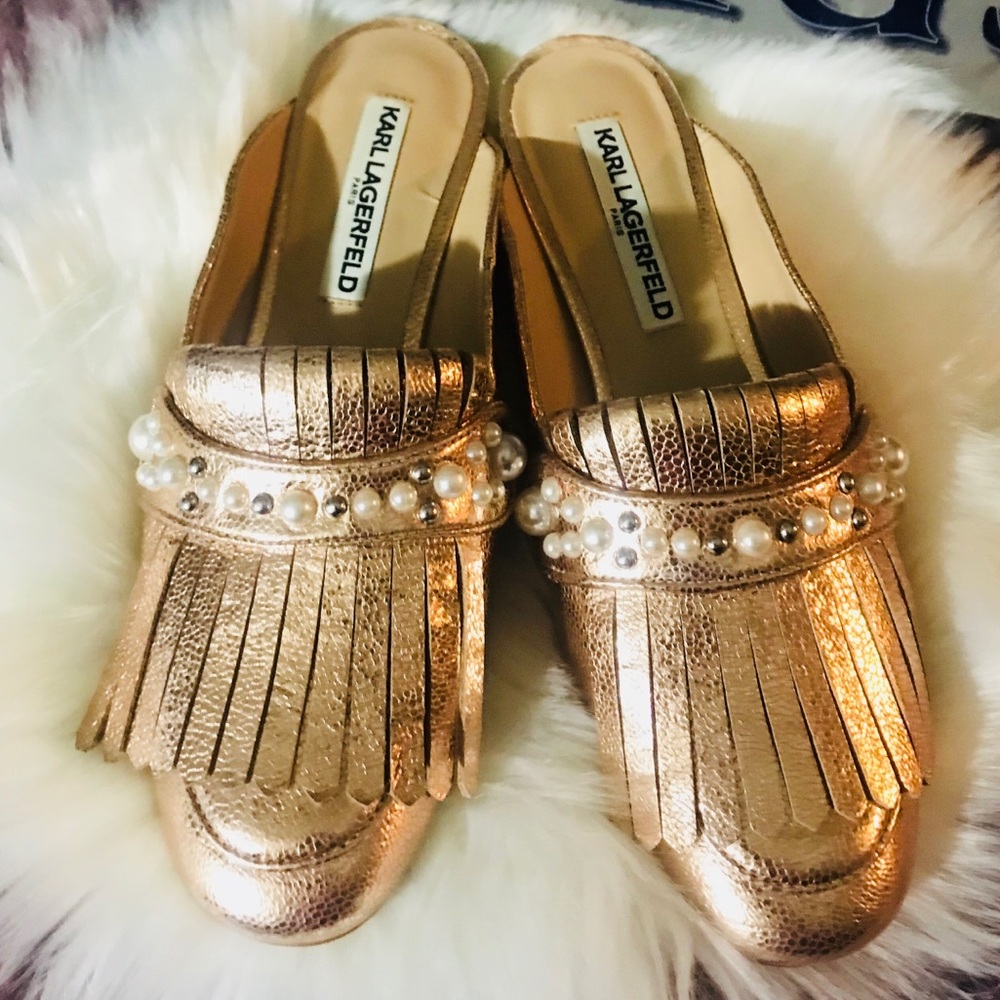 Becky Metallic Leather Kiltie Mule Loafer
